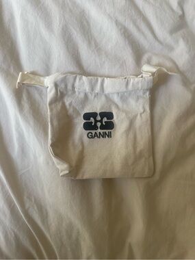 Ganni Cream Canvas Belt Bag with Black Logo